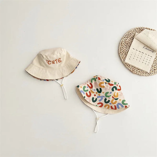 Baby Hat Reversible Summer With Embroidered Letters Size 48 Hats