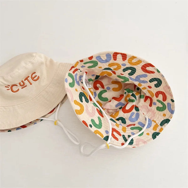 Baby Hat Reversible Summer With Embroidered Letters Size 48 Hats