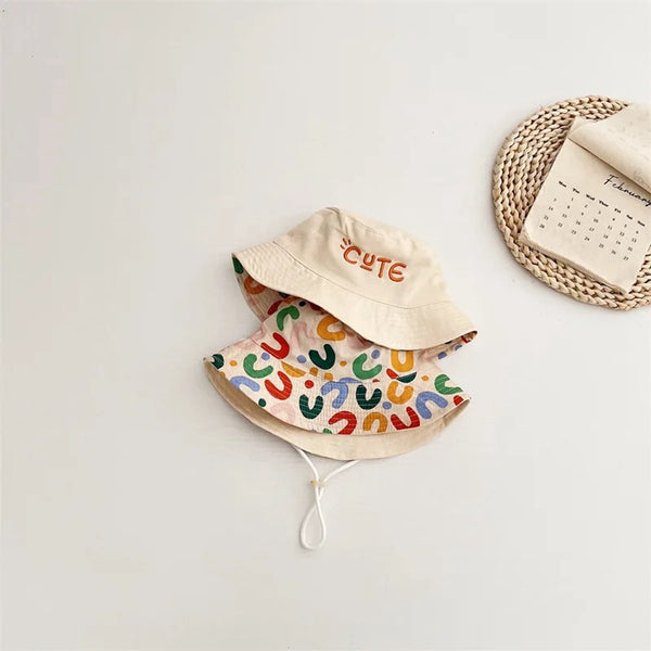 Baby Hat Reversible Summer With Embroidered Letters Size 48 Hats