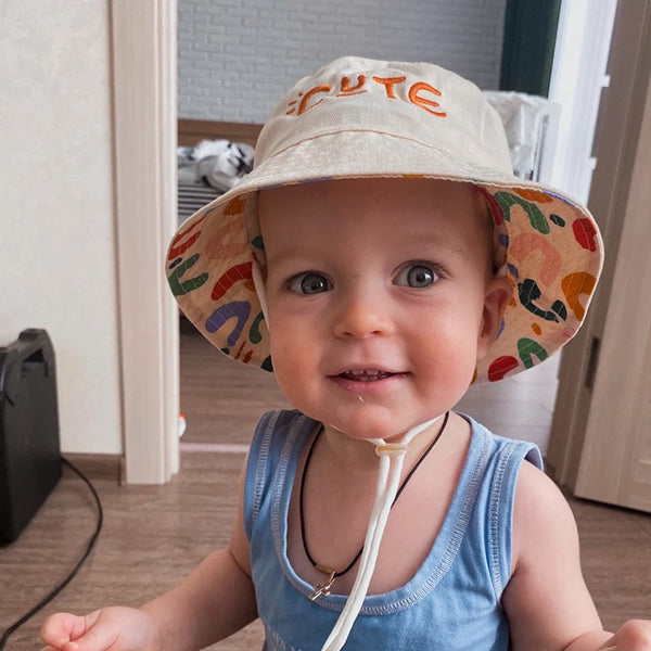 Baby Hat Reversible Summer With Embroidered Letters Size 48 Hats