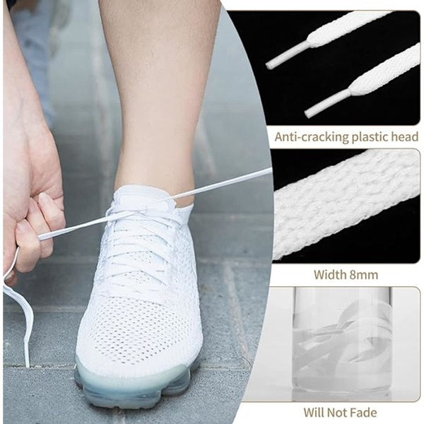 White Flat Laces Suitable For Sports Shoes 120 Cm 3 Pairs Shoe Laces