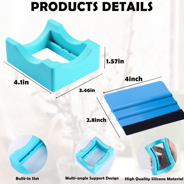 Vinyl Sticker Applicator For Cups Silicone Holder With Felt Edge Scraper Insulated Mug Non Slip Glass One Handed Sticking Mugs Bottles Diy Accessory V