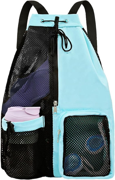 Backpack Sports Bag Travel Training Swimming 30*15*45Cm Mesh Material Drawstring Design Side Storage Space Unisex Suitable For Fitness Dancing Camping