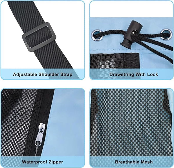 Backpack Sports Bag Travel Training Swimming 30*15*45Cm Mesh Material Drawstring Design Side Storage Space Unisex Suitable For Fitness Dancing Camping