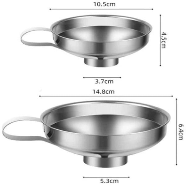 2 Pack Stainless Steel Kitchen For Jars And Bottles Funnels