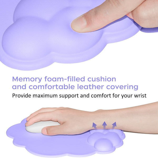 Mouse Pad With Wrist Rest Ergonomic Leather Surface Suitable For Computers Laptops Office Home And Travel Non Slip Bottom Purple Mouse Pads & Wrist Re