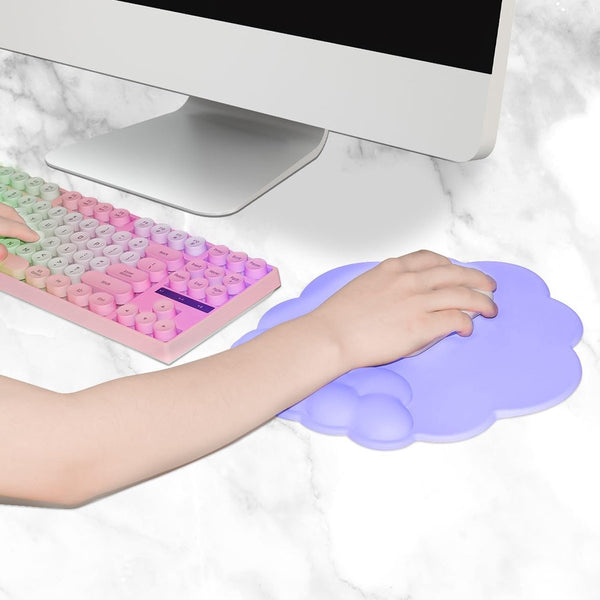 Mouse Pad With Wrist Rest Ergonomic Leather Surface Suitable For Computers Laptops Office Home And Travel Non Slip Bottom Purple Mouse Pads & Wrist Re