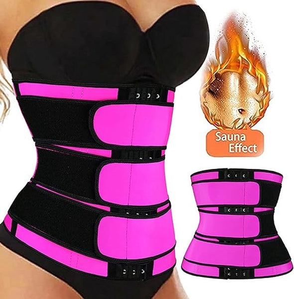Women Sweat Reducer Training Belt Sweatband Waist Trainer Slimming Belly Band 3 Row Closure & Breathable Material Extended Sizes (S To 6Xl) 4Xl Belts