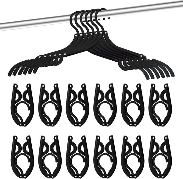 12 Pack Travel Hangers Portable Foldable Accessories (Black) Clothes Hangers