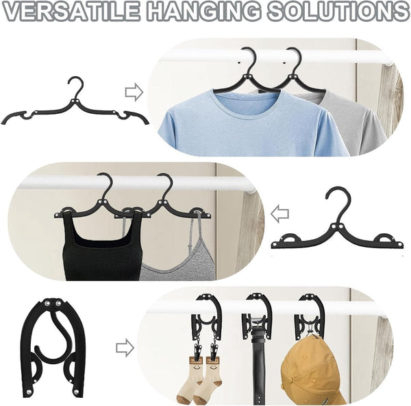 12 Pack Travel Hangers Portable Foldable Accessories (Black) Clothes Hangers