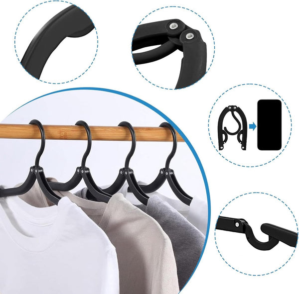 12 Pack Travel Hangers Portable Foldable Accessories (Black) Clothes Hangers