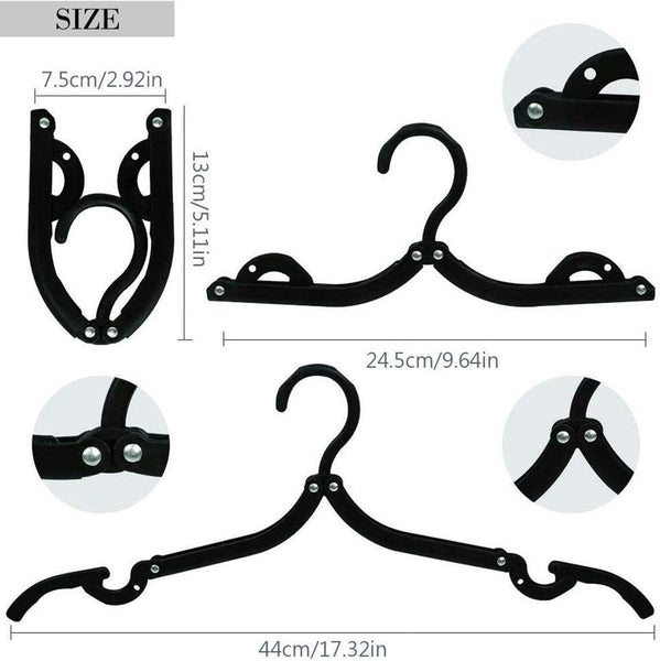 12 Pack Travel Hangers Portable Foldable Accessories (Black) Clothes Hangers