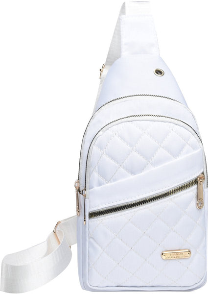 Unisex Shoulder Sling Bag 5 Storage Pockets And Cable Grommet Adjustable Carrying Style Crossbody/Shoulder/Chest White Women's Bags & Handbags