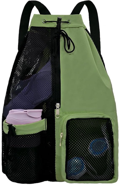 Backpack Sports Bag Travel Training Swimming 30*15*45Cm Mesh Material Drawstring Design Side Storage Space Unisex Suitable For Fitness Traveling Danci