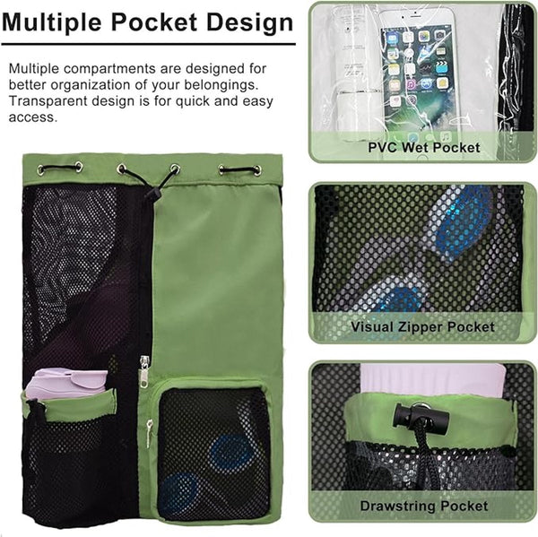 Backpack Sports Bag Travel Training Swimming 30*15*45Cm Mesh Material Drawstring Design Side Storage Space Unisex Suitable For Fitness Traveling Danci
