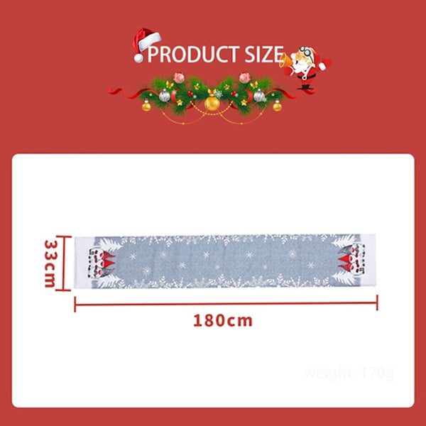 Christmas Gnome Snowflake Table Runner Set Gray & Red Seasonal Decorations