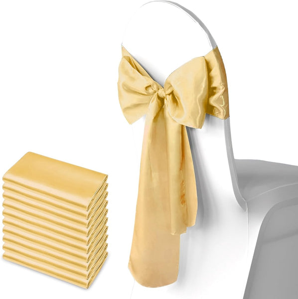 Elastic Chair Covers 10 Pieces Bows Decorations Christmas Suitable For Weddings Parties Banquets Elegant Events Yellow Slipcovers