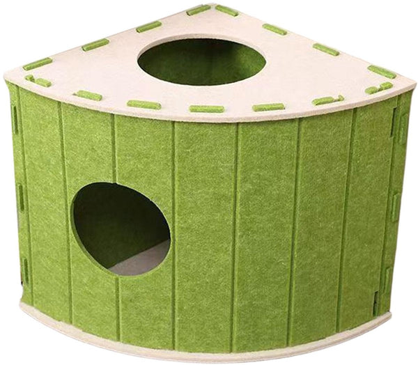 Cat House Basket Den Felt Shaped Bed Suitable For All Seasons Warm | Scratch Resistant Pet Deep Sleeping Green Pet Beds