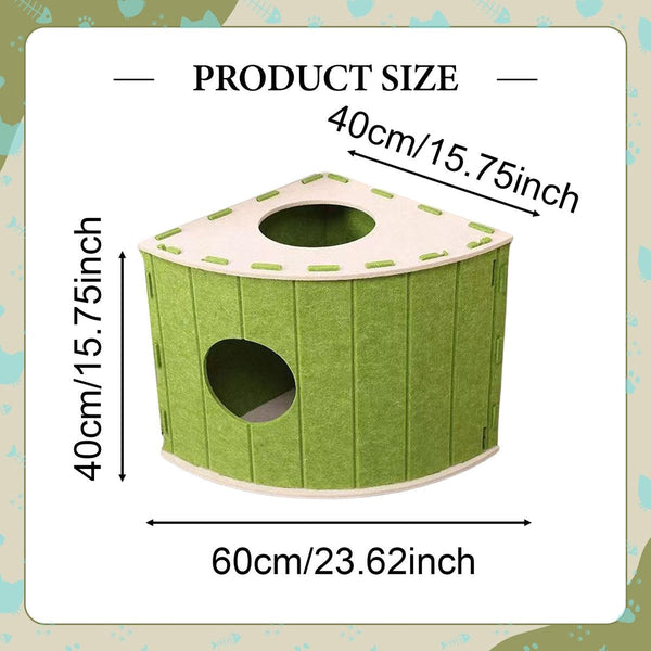 Cat House Basket Den Felt Shaped Bed Suitable For All Seasons Warm | Scratch Resistant Pet Deep Sleeping Green Pet Beds