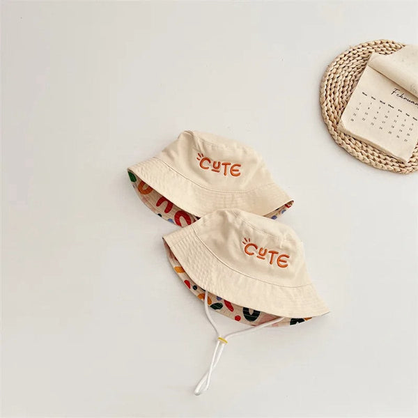 Baby Hat Reversible Summer With Embroidered Letters Size 52 Hats
