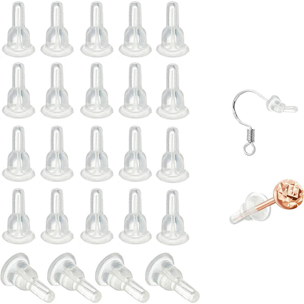 50 Silicone Earring Backs Full Coverage Clear Dustproof Hypoallergenic Soft Cushions For Stabilizing Hooks (10X6mm) Earrings