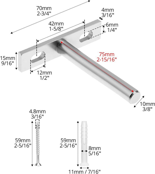 Floating Shelf Brackets Pack Of 4 75Mm (3 Inch) Heavy Duty Concealed Includes Mounting Screws For Supporting Wall Display Cases And Furniture Shelves