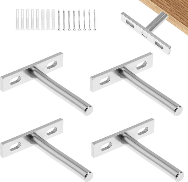 Floating Shelf Brackets Pack Of 4 75Mm (3 Inch) Heavy Duty Concealed Includes Mounting Screws For Supporting Wall Display Cases And Furniture Shelves
