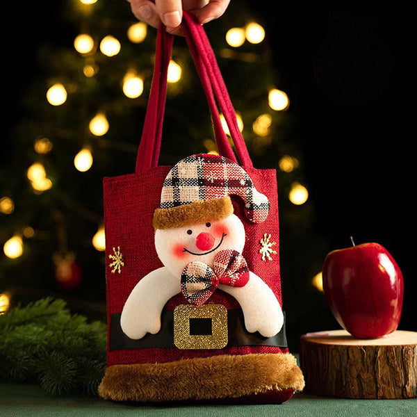 Christmas Set Of 3 Velvet Material Candy For Kids Apple Reusable Party 35*20Cm Gift Bags