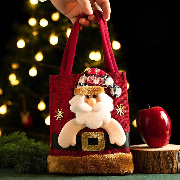 Christmas Set Of 3 Velvet Material Candy For Kids Apple Reusable Party 35*20Cm Gift Bags