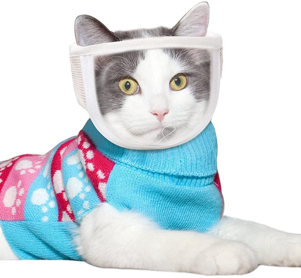 1 Piece Visor Muzzle With Wide Field Of View Breathable And Bite Resistant For Cat Groomingisissuitable Cats Head Circumference 17 21 Cmi Muzzles