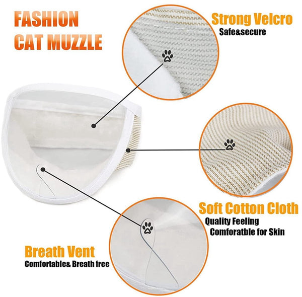 1 Piece Visor Muzzle With Wide Field Of View Breathable And Bite Resistant For Cat Groomingisissuitable Cats Head Circumference 17 21 Cmi Muzzles