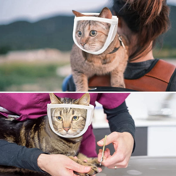 1 Piece Visor Muzzle With Wide Field Of View Breathable And Bite Resistant For Cat Groomingisissuitable Cats Head Circumference 17 21 Cmi Muzzles