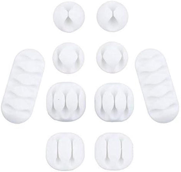 10 Piece Desk Cable Management Set Multifunctional Clamps Organizer For Tv Pc Laptop Home Office (White) Cable Ties & Organisers
