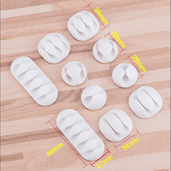10 Piece Desk Cable Management Set Multifunctional Clamps Organizer For Tv Pc Laptop Home Office (White) Cable Ties & Organisers