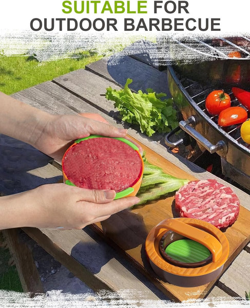 3 In 1 Non Stick Hamburger Patty Maker For Sliders And Stuffed Burgers Orange Hamburger & Meatball Makers