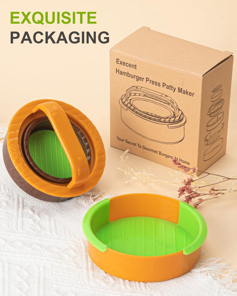 3 In 1 Non Stick Hamburger Patty Maker For Sliders And Stuffed Burgers Orange Hamburger & Meatball Makers