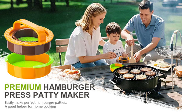3 In 1 Non Stick Hamburger Patty Maker For Sliders And Stuffed Burgers Orange Hamburger & Meatball Makers