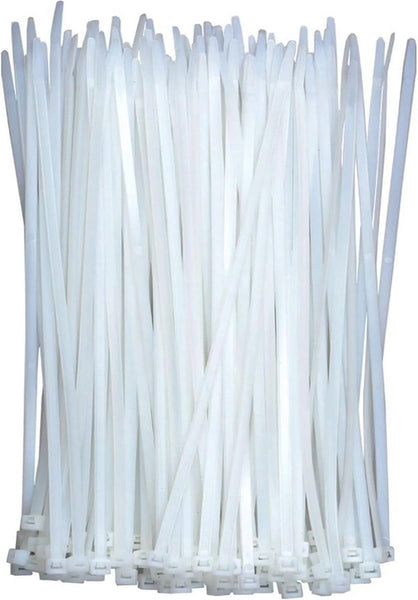 Nylon Cable Ties Pack Of 100 300Mm X 4.8Mm Large White Extra Strong Tensile Strength 23Kg Self Locking Plastic Suitable For Home Garden And Office Use