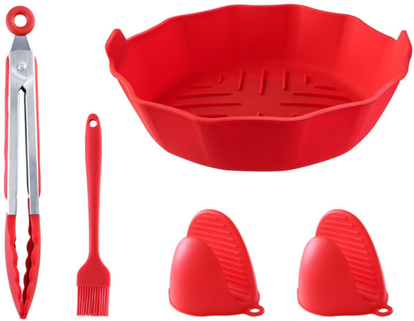 5 Piece Air Fryer Accessory Set: Baking Tray Mitts Brush Tongs Air Fryer Accessories