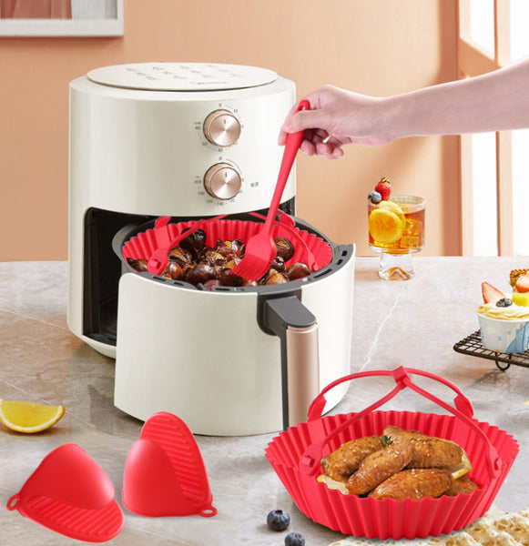 5 Piece Air Fryer Accessory Set: Baking Tray Mitts Brush Tongs Air Fryer Accessories