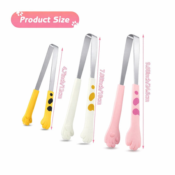 Stainless Steel Cat Paw Kitchen 3 Sizes Toast Grill Serve Tongs