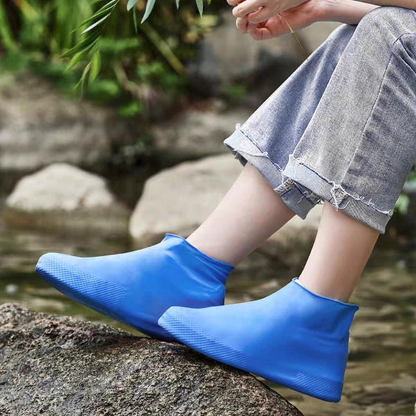 Overshoes 1 Pair Waterproof Silicone Reusable Non Slip Suitable For Outdoor Activities (Blue Size L) Water Shoes