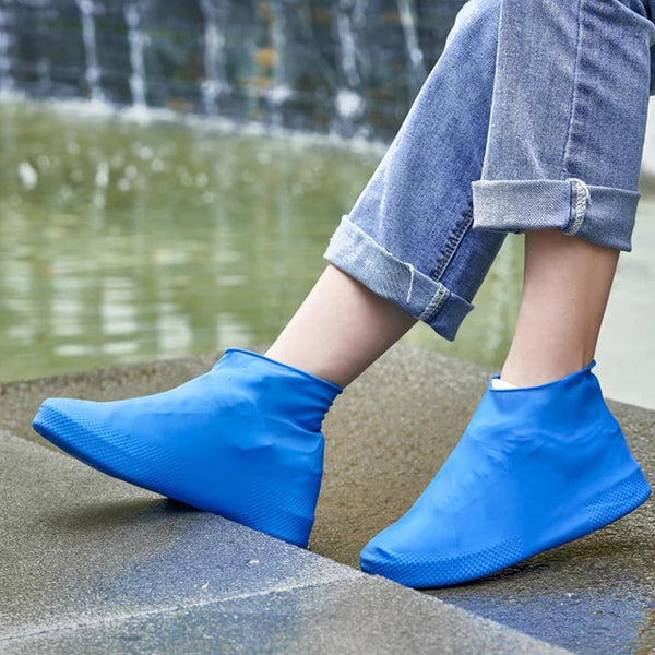 Overshoes 1 Pair Waterproof Silicone Reusable Non Slip Suitable For Outdoor Activities (Blue Size L) Water Shoes