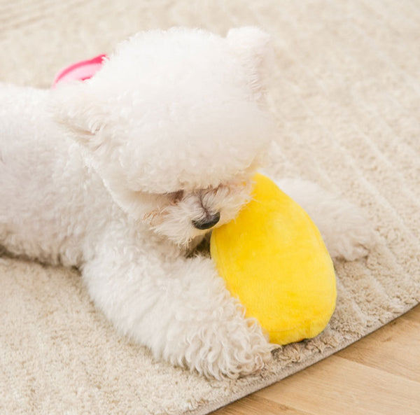 Cuddly Slipper Shape Interactive Yellow Brown Stripes Dog Toys