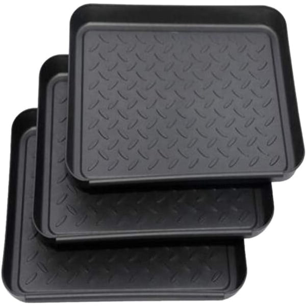3 Piece Universal Tray Multifunctional Plastic Rectangular Black Trays