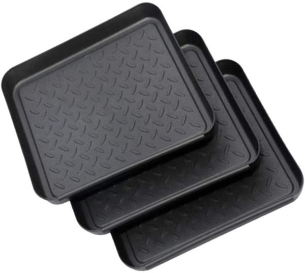 3 Piece Universal Tray Multifunctional Plastic Rectangular Black Trays