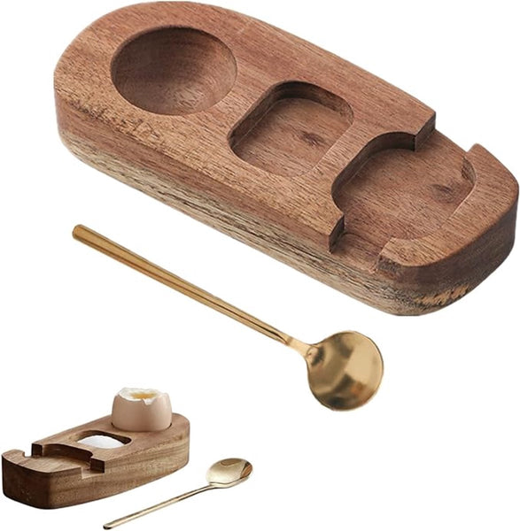 1 Set Egg Holder With Spoon Stylish Tray Sturdy Design Suitable For Breakfast Brunch Picnic And Everyday Use Trays