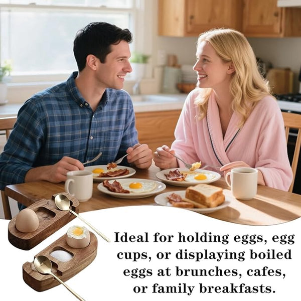 1 Set Egg Holder With Spoon Stylish Tray Sturdy Design Suitable For Breakfast Brunch Picnic And Everyday Use Trays