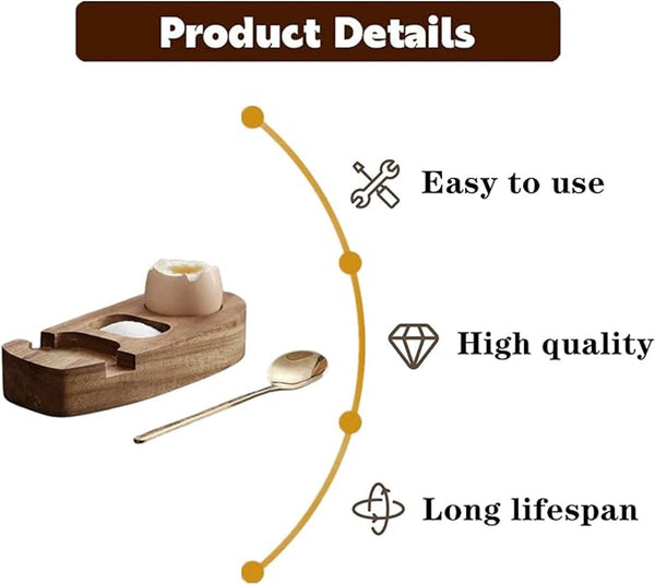 1 Set Egg Holder With Spoon Stylish Tray Sturdy Design Suitable For Breakfast Brunch Picnic And Everyday Use Trays
