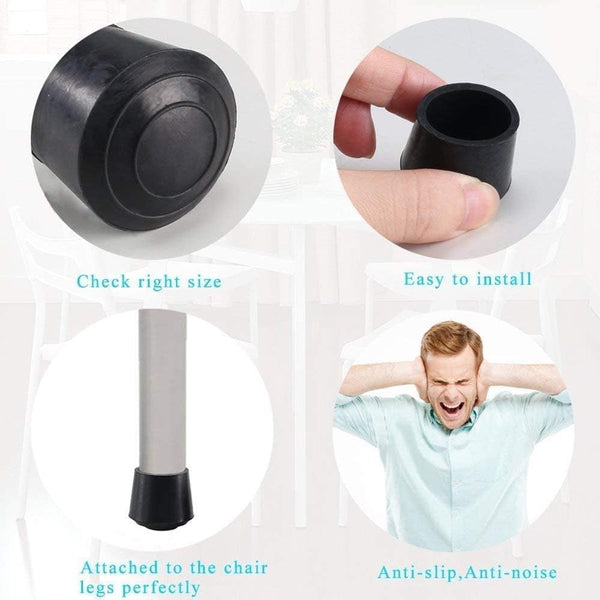 12 Piece Rubber Chair Leg Covers Inch Black Furniture Parts